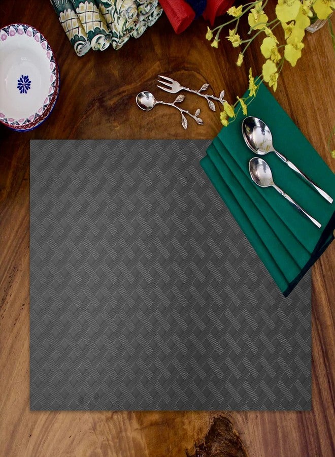 ElastPro Placemat Set of 4 Heat-Resistant Place Mats Stain Resistant Washable, Dining Table and Fridge Mat (Diagonal Pattern, Black) - Image 5